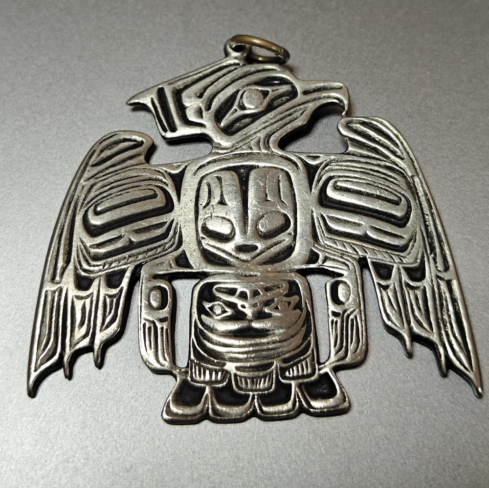 Silver Tribal Thunderbird Pewter Pendant